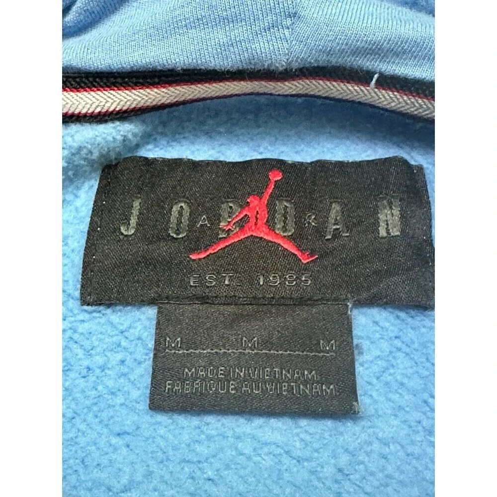 Jordan Light Blue Hoodie with Red Jumpman Logo M